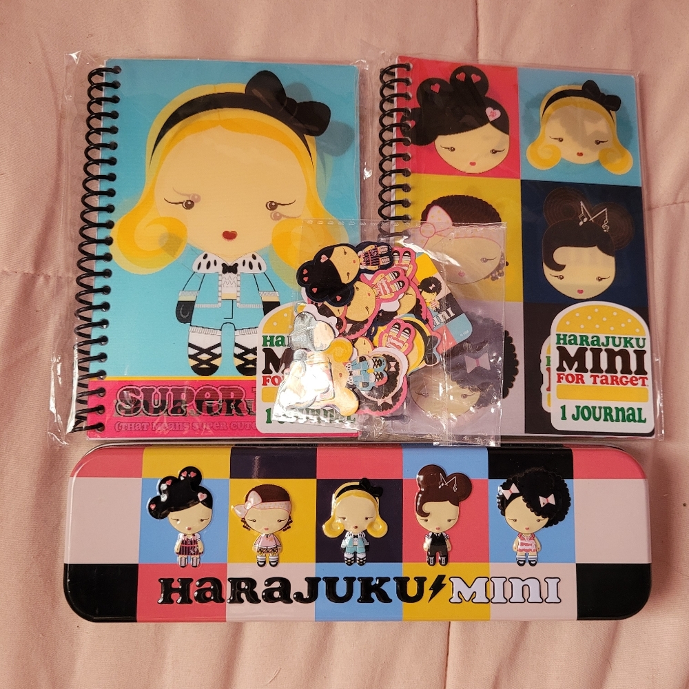 Brand New Harajuku Notebooks with Stickers, Pencil Case Bundle (Open To Offers!)